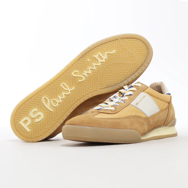 A pair of beige trainers