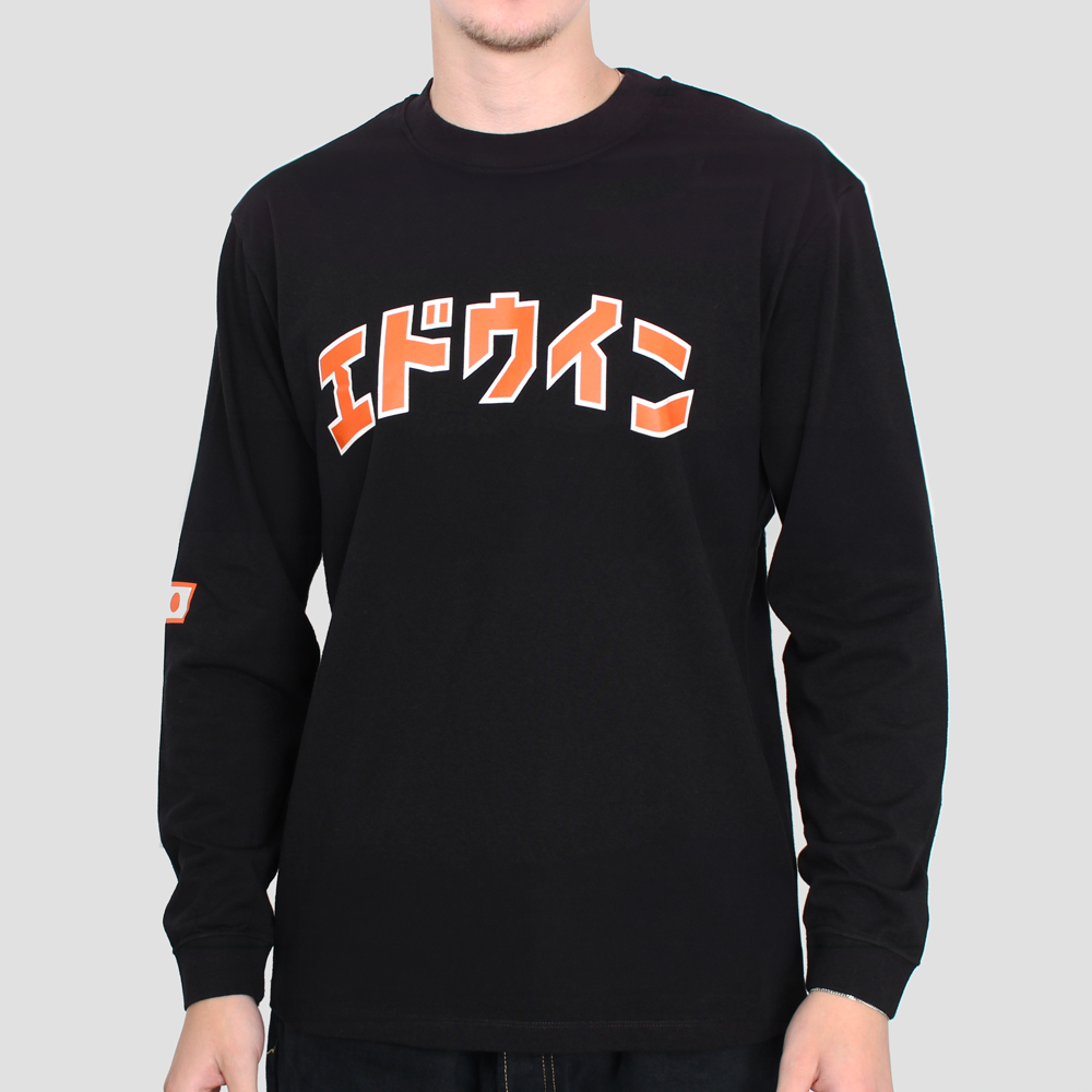 Edwin Black Katakana Retro Long Sleeved T-Shirt