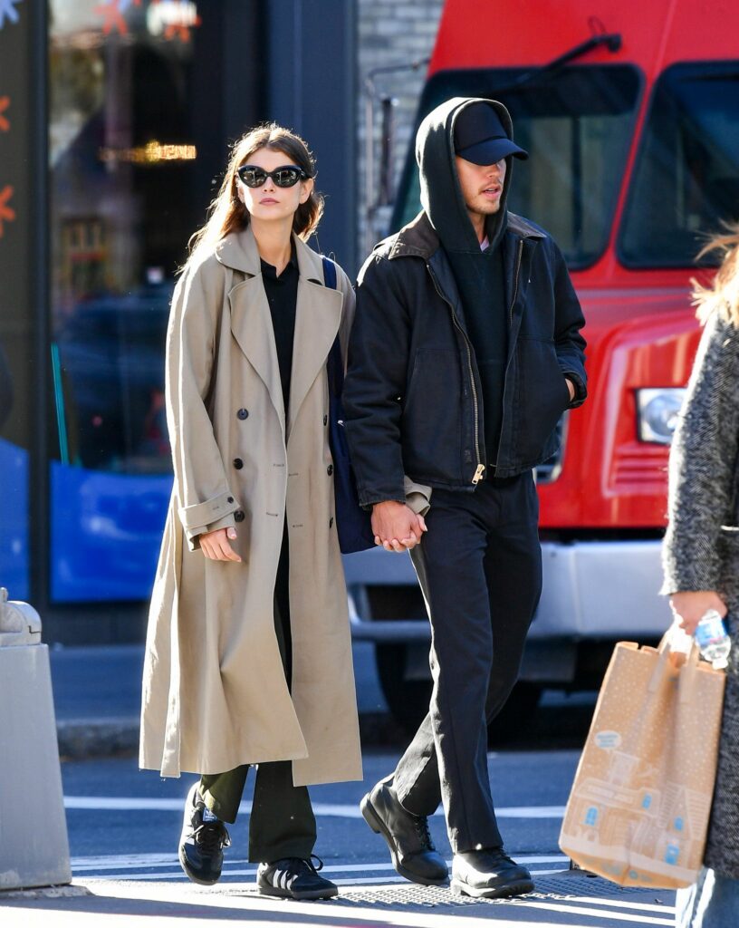 Man and woman walking down the street