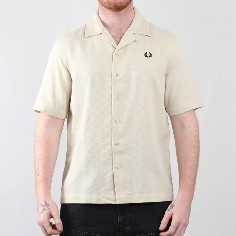 Fred Perry Oatmeal Pique Texture Shirt at Pritchards