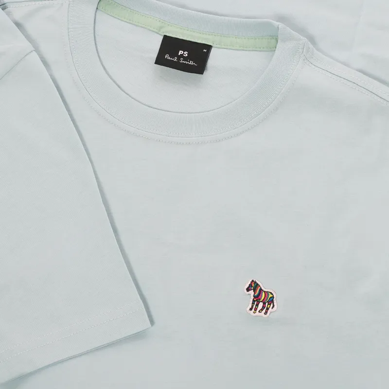 Sky blue t-shirt close up