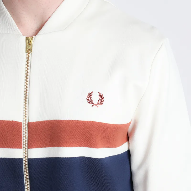 【FRED PERRY】 Striped Trim Sweatshirt ★ Light Ecru Striped Trim Sweatshirt in Light Ecru | Fred Perry | EQVVS