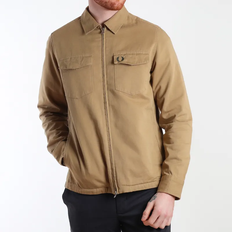Fred Perry Warm Stone Twill Zip Through Overshirt at Pritchards