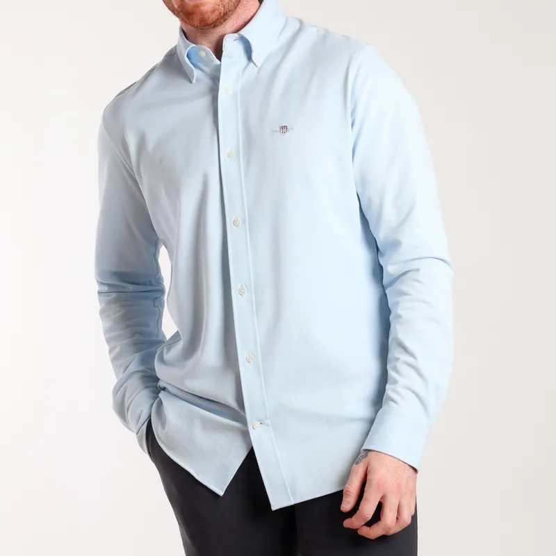 Gant Capri Blue Jersey Pique Shirt at Pritchards