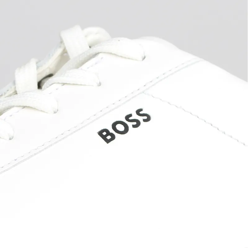 Boss White Clint Leather Trainers at Pritchards