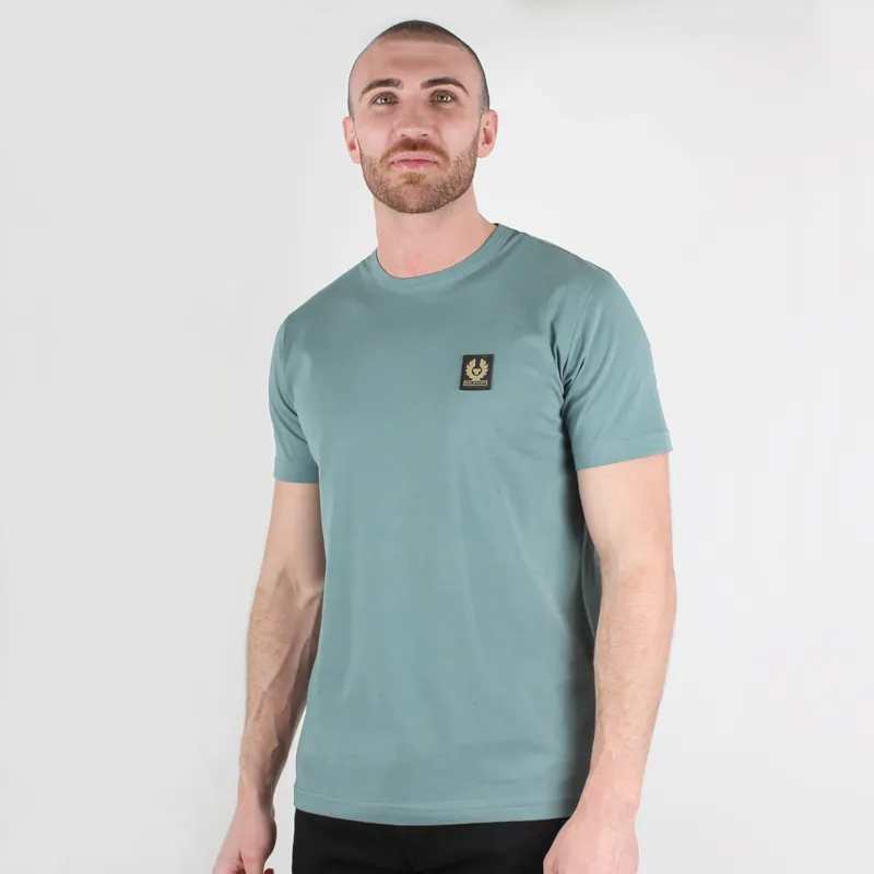 Belstaff Faded Teal Logo Patch T Shirt at Pritchards