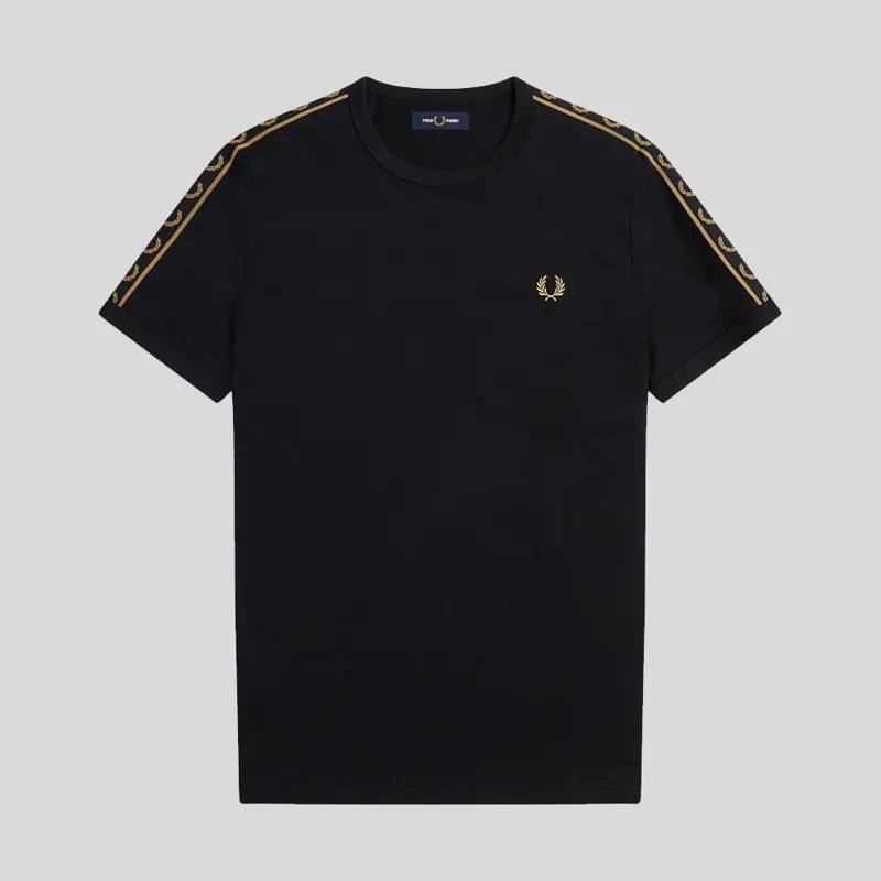 Fred Perry Black Contrast Tape Ringer T-Shirt at Pritchards