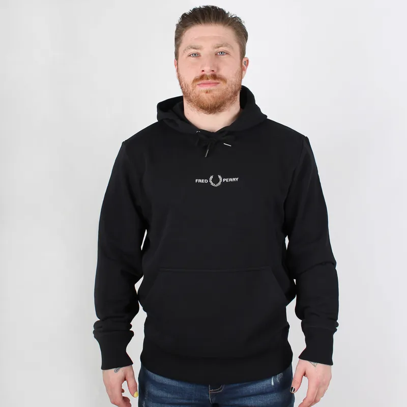 Fred perry embroidered hooded sweatshirt outlet