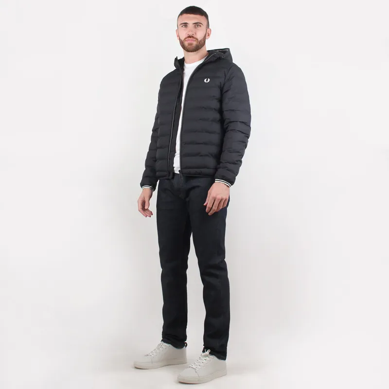 Fred Perry Black Hooded Insulated Jacket at Pritchards