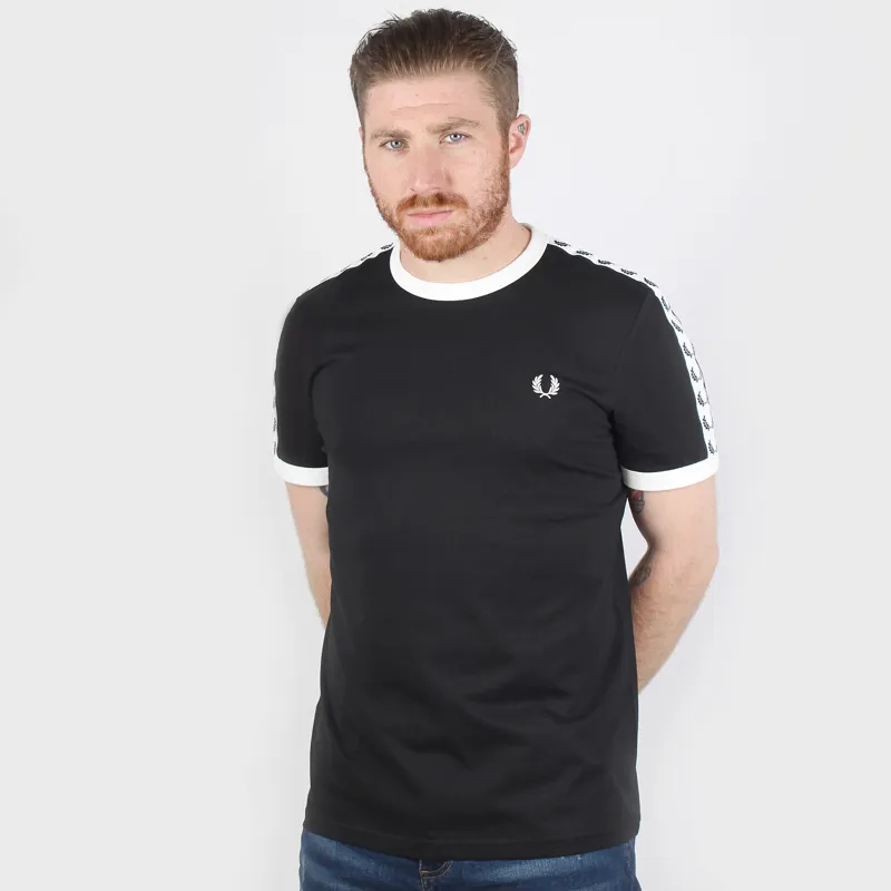 Fred Perry Black Taped Ringer T-Shirt at Pritchards