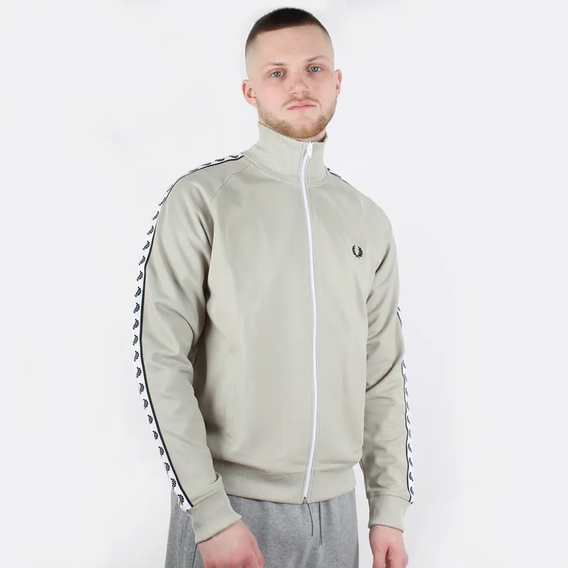 Fred Perry Light Oyster Taped Track Jacket at Pritchards