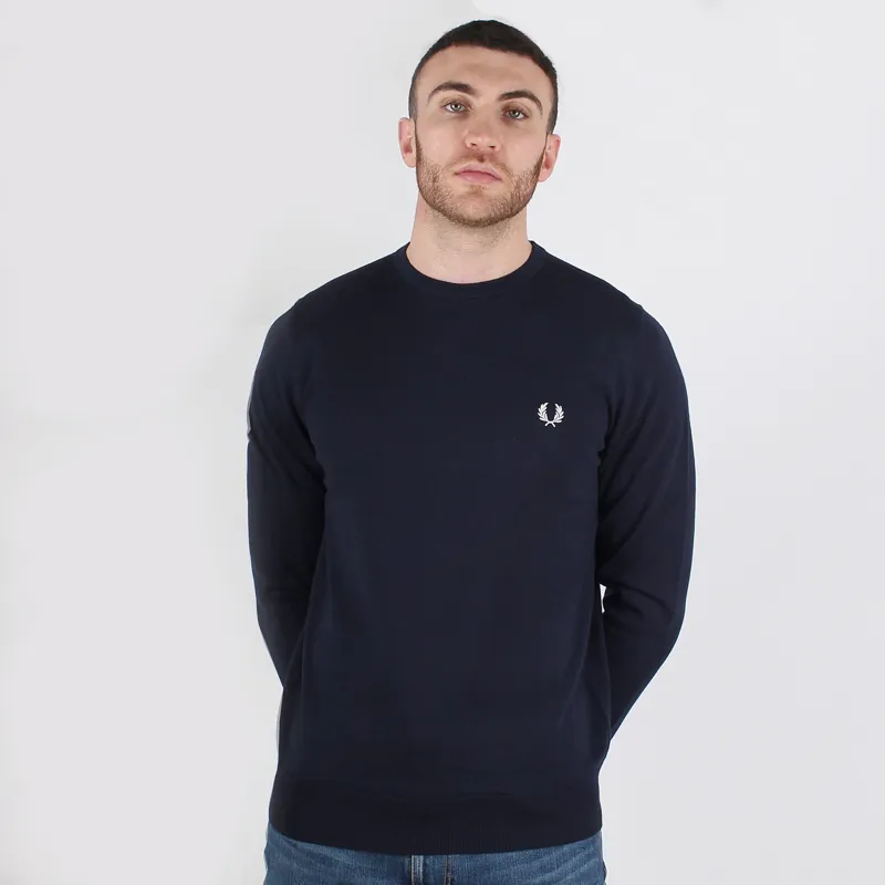 Navy, Lambswool Classic Crew