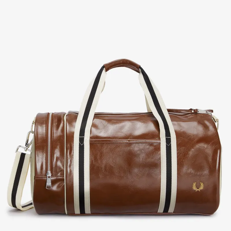 Fred Perry Tan Laurel Wreath Barrel Bag at Pritchards