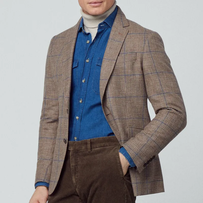 Hackett Brown Prince of Wales Checked Jacket at Pritchards